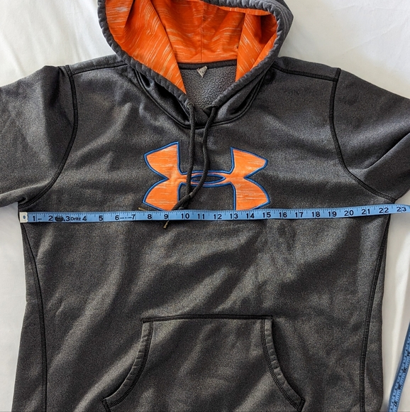 SOLD 🚫 *EUC* Under Armour UA Pullover Hooded Hoodie, Gray Orange Blue - Picture 7 of 10